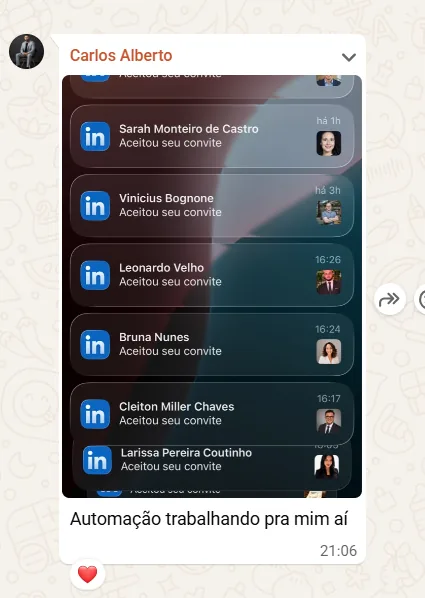 Convites aceitos no LinkedIn em sequência