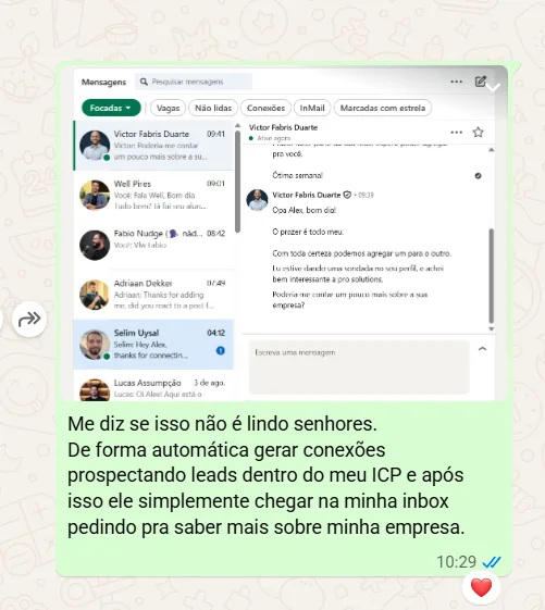 Decisor chegando na inbox pedindo para saber mais