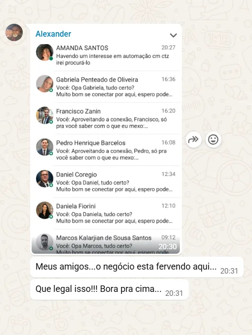 Várias conversas iniciadas com decisores