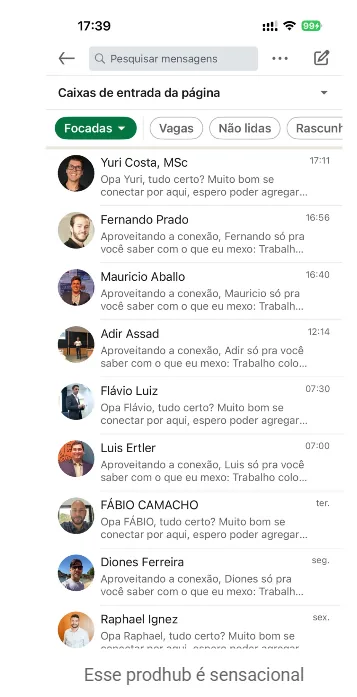 Caixa de entrada cheia de conversas com decisores