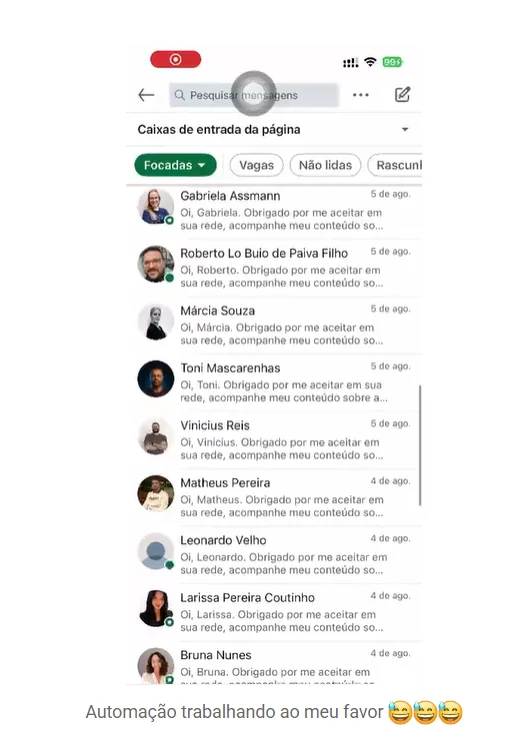 Automação enviando mensagens de boas-vindas às novas conexões